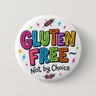 Glutenvrij Niet Uit Eigen Keuze Fel Kleurrijk Funk Ronde Button 5,7 Cm