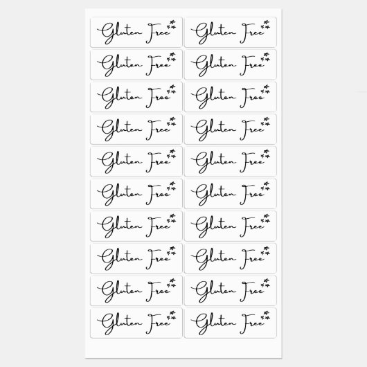 Glutenvrij {sterren} Etiketten | Keuken & huismerk Labels (Vel)