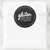 Glutenvrij Zwart & Wit Typografie Ronde Sticker (Tas)