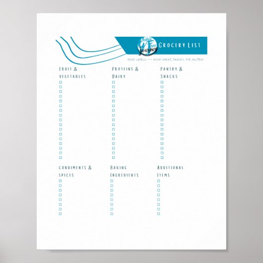 Glutenvrije boodschappenlijst Downloadbaar Poster (Voorkant)