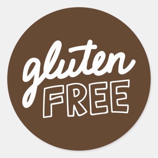 Glutenvrije bruine en witte typografie ronde sticker (Voorkant)