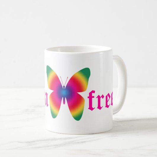 glutenvrije vlinder (meerkleurige) grote mok (Voorkant rechts)