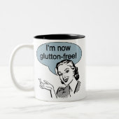 Glutton, vrij van humoristische eetgewoonten tweekleurige koffiemok (Links)