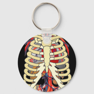 Gluur een Boe-geroep Ribcage Sleutelhanger