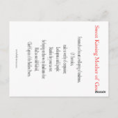 Glykophilousa Moeder Gods Gebed Kaart (Achterkant)