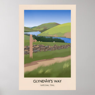 Glyndwrs Way Nationaal Wandelpad Moderne Reisposte Poster