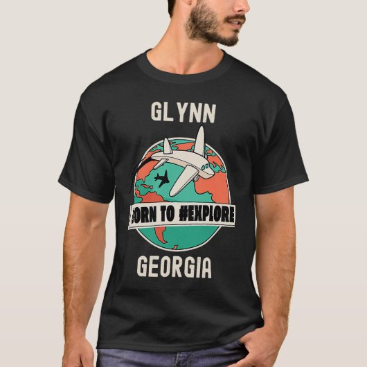 Glynn Georgia Geboren om reizen te verkennen T-shirt (Voorkant)