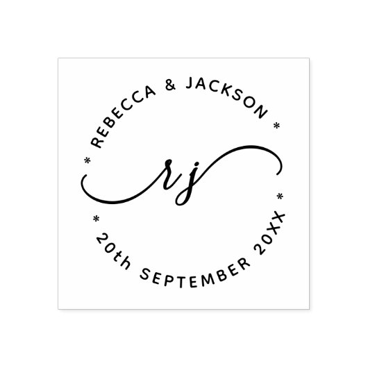 Glyph Script Couple Name initial Save the date Rubberstempel (Afrduk)