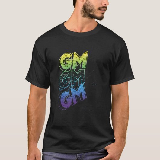 GM Good Morning Grunge Text Splatter Crypto Invest T-shirt (Voorkant)