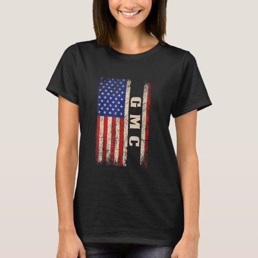GMC Achternaam T-shirt GMC Naam Amerikaanse Vlag (Voorkant)