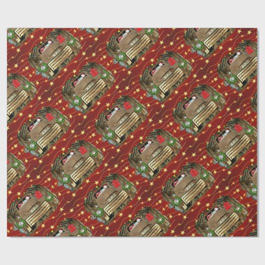  GMC Truck die de Snowman kerstrun voorstelt Cadeaupapier (Vlak)