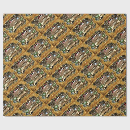  GMC Truck die de Snowman kerstrun voorstelt Cadeaupapier (Vlak)