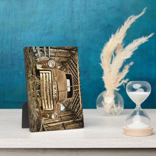  GMC-vrachtwagen in de Rustic Barn 1949-55 Fotoplaat (Zijkant)