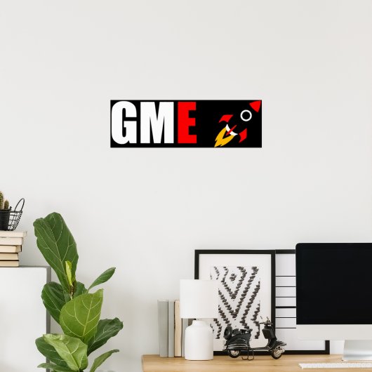GME gamestop naar de moon Rocket Emoji Poster (Thuiskantoor)