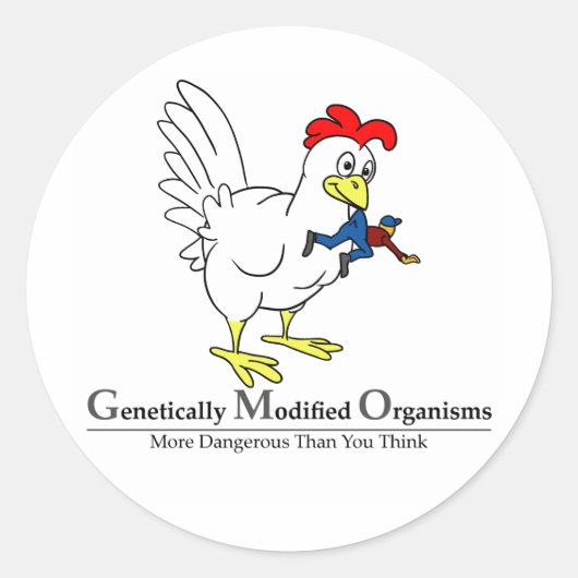GMO Kip Ronde Sticker (Voorkant)