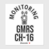 GMRS. Channel 16 Sticker (Vel)