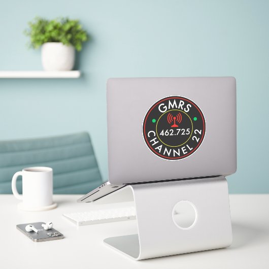 GMRS Radio Kanaal 22 Sticker (Laptop op bureau)