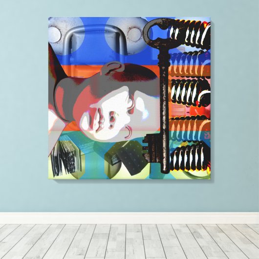 GMT 24-Heures Project Doll gradiënt kleuren Lijst Canvas Afdruk (Insitu (Houten vloer))