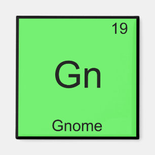 Gn - Gnome Funny Chemistry Element Symbol T-Shirt Magneet