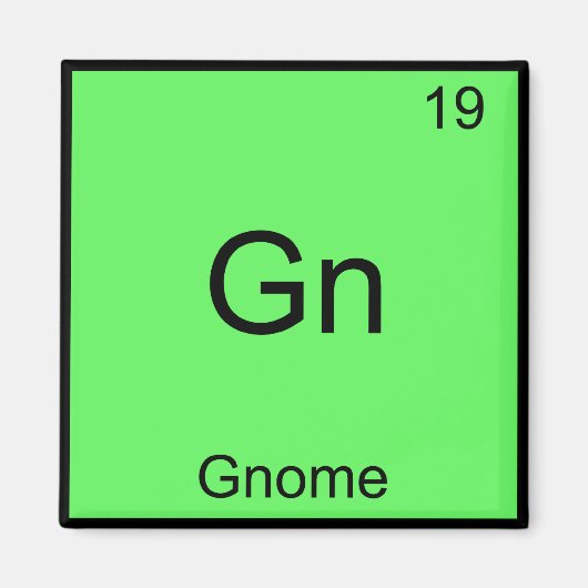 Gn - Gnome Funny Chemistry Element Symbol T-Shirt Magneet (Voorkant)