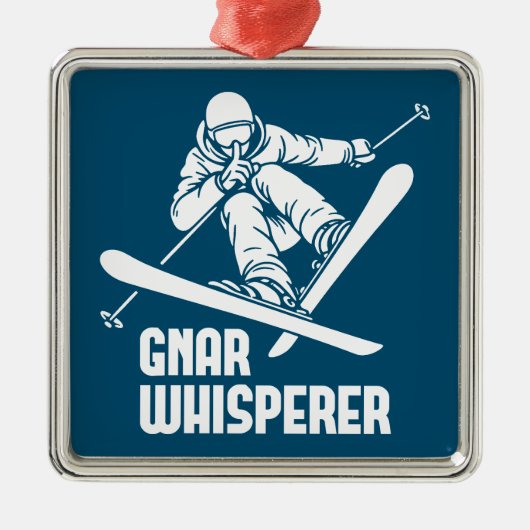 Gnar Whisperer Skiën Metalen Ornament (Voorkant)