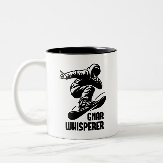 Gnar Whisperer Snowboarden Tweekleurige Koffiemok (Links)