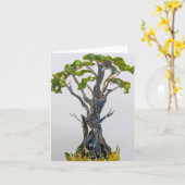 Gnarled Tree een waterverf collage Kaart (Gele Bloem)