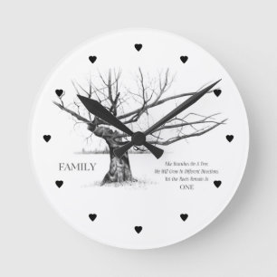 Gnarly Old Tree: Quote: FAMILY: Pencil Art Ronde Klok