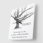 Gnarly Old Tree: Quote: FAMILY: Pencil Art Vierkante Klok (Hoek)