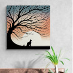 Gnarly Tree Black Cat silhouet in de rijzende zon Canvas Afdruk<br><div class="desc">Extra groot (101.60cm x 102.84cm) Canvas Print. Onderdeel van een collectie geïnspireerd door de trend in de moderne kunst met een winterzon achter een boompje, natuurlijk met de kenmerkende Carthage Kitten kat. Dit zijn simpele kunstwerken die veel vertellen en een vertrouwd gevoel hebben. Zie dit in verschillende maten en andere...</div>