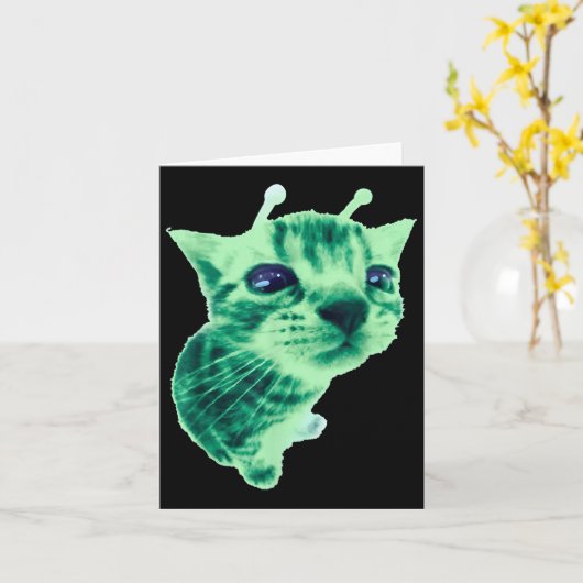 Gnarp Cat Gekke Alien Cat Meme Brainrot Meme Funny Kaart (Gele Bloem)