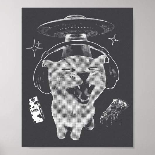 Gnarp Cat Silly Alien Cat Meme Brainrot Funny Meme Poster (Voorkant)