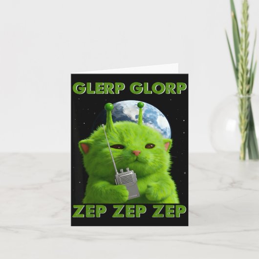 Gnarp Cat Silly Alien Cat Meme Brainrot Meme Funny Kaart (Voorkant)