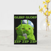Gnarp Cat Silly Alien Cat Meme Brainrot Meme Funny Kaart (Gele Bloem)