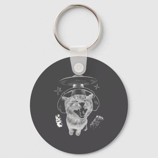 Gnarp Kat Dwaas Buitenaards Kat Meme Brainrot Grap Sleutelhanger (Voorkant)