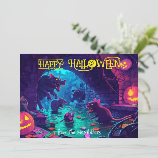 Gnaw-or-Treat: Haunted Underpass Halloween kaart (Staand voorkant)