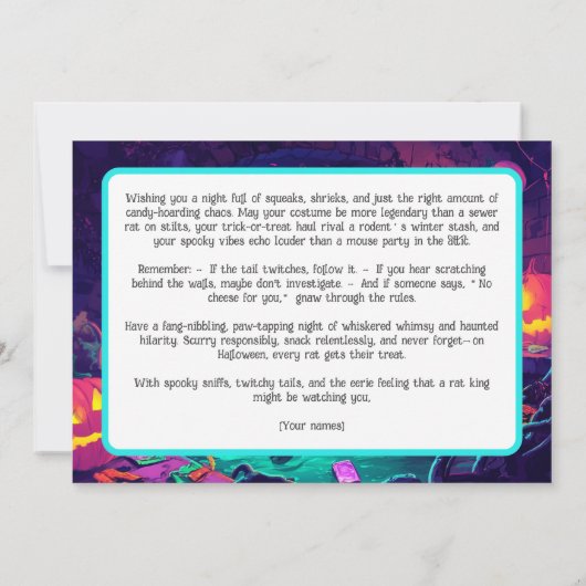 Gnaw-or-Treat: Haunted Underpass Halloween kaart (Achterkant)