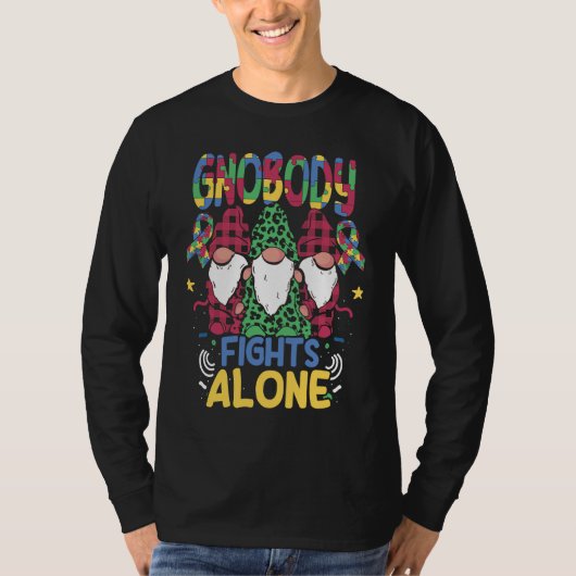 Gnobody Fights Alone Autistic Gnome Support Autism T-shirt (Voorkant)