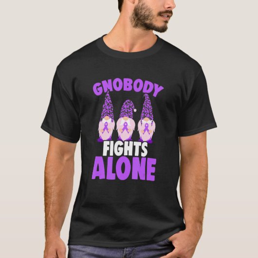 Gnobody Fights Alone Epilepsy Gnome Epilepsy Aware T-shirt (Voorkant)