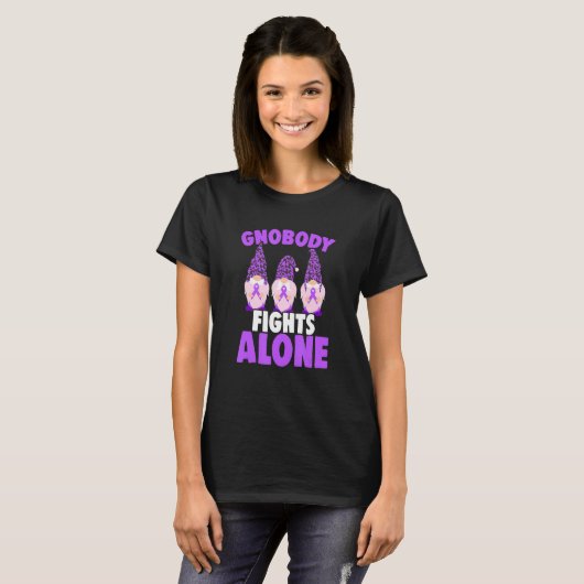 Gnobody Fights Alone Epilepsy Gnome Epilepsy Aware T-shirt (Voorkant volledig)