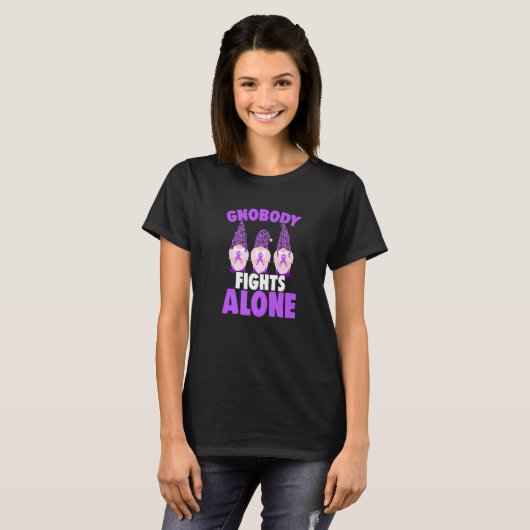 Gnobody Fights Alone Epilepsy Gnome Epilepsy Aware T-shirt (Voorkant volledig)