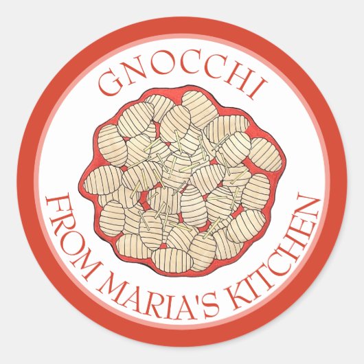 Gnocchi pasta zelfgemaakt Italiaans eten gemaakt m Ronde Sticker (Voorkant)