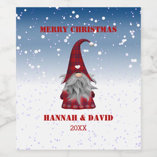 Gnom in rood pak wijn etiket (Enkel label)