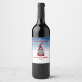 Gnom in rood pak wijn etiket (Voorkant)