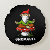 Gnomaste Zen Yoga Garden Gnome Meditation Rond Kussen (Voorkant)