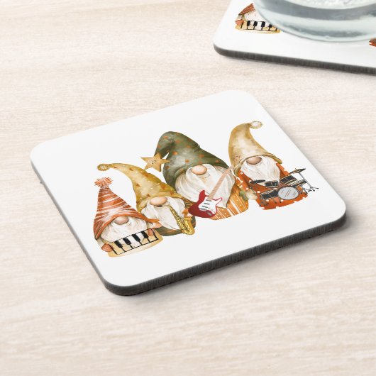 Gnome 4 Piece Band op een Bier Onderzetter (Linkerzijde)