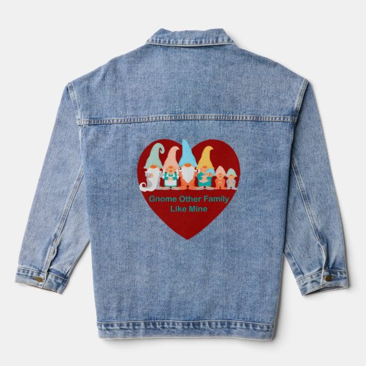 Gnome Andere familie zoals mijn Rode Hart Vrouwen Denim Jacket (Achterkant)