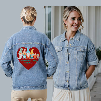 Gnome Andere familie zoals mijn Rode Hart Vrouwen Denim Jacket