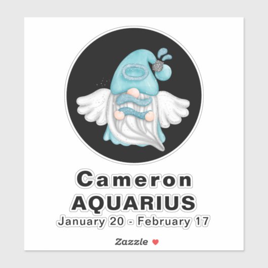 Gnome Aquarius Astrology Sign Angel 8" Vinyl Sticker (Vel)