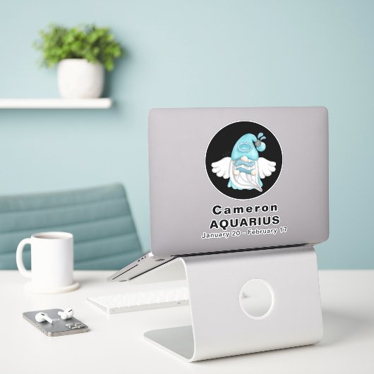 Gnome Aquarius Astrology Sign Angel 8" Vinyl Sticker (Laptop op bureau)